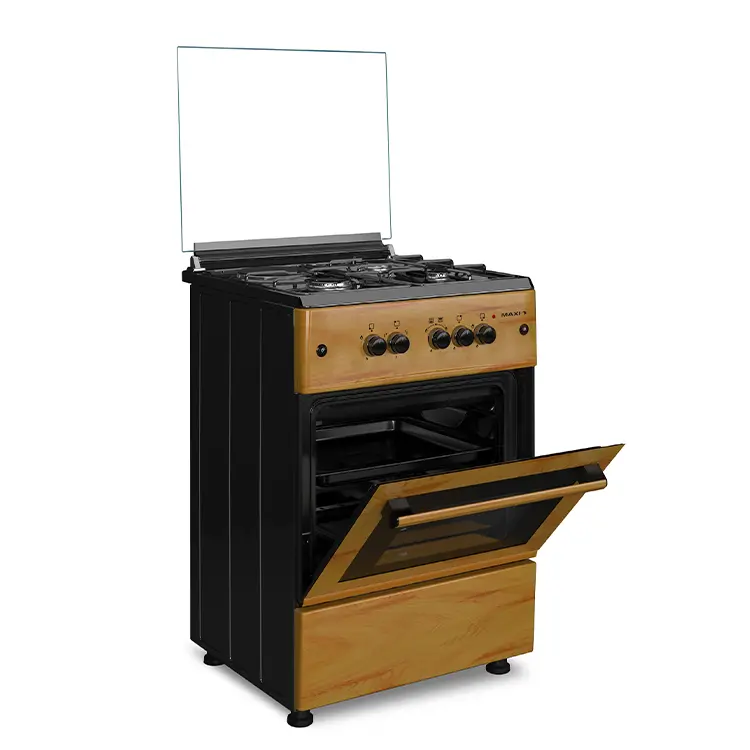  MAXI STANDING GAS COOKER 60X60 – 3 GAS + 1 ELECTRIC BURNER (WOOD FINISH)