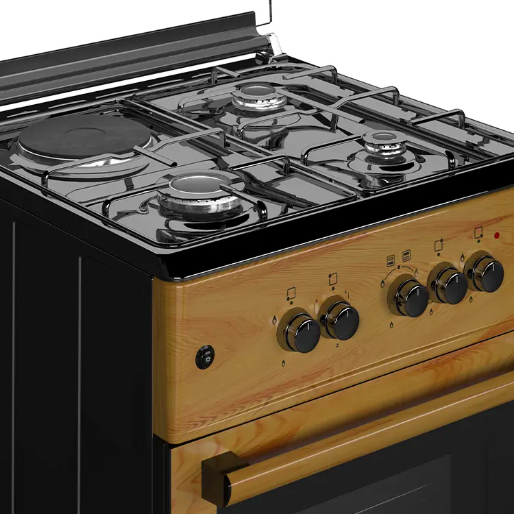 photo of  MAXI STANDING GAS COOKER 60X60 – 3 GAS + 1 ELECTRIC BURNER (WOOD FINISH)