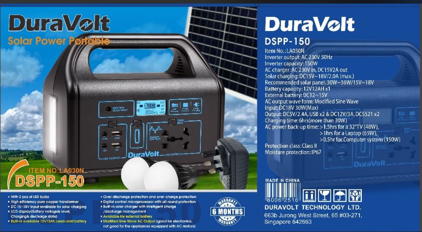 photo of DURAVOLT SOLAR POWER PORTABLE PACK DSPP-150