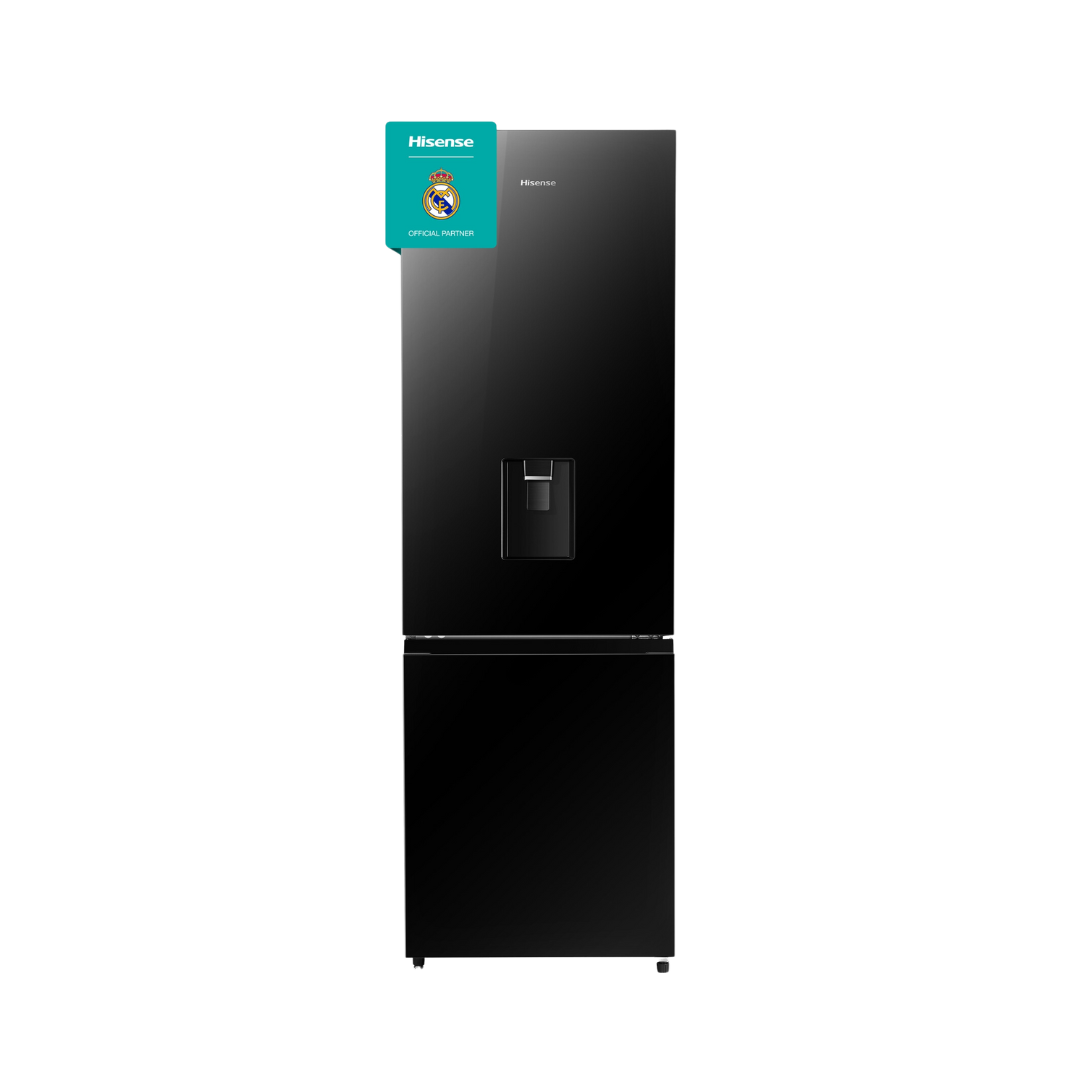 HISENSE REFRIGERATOR 349L BLACK GLASS WITH WATER DISPENSER