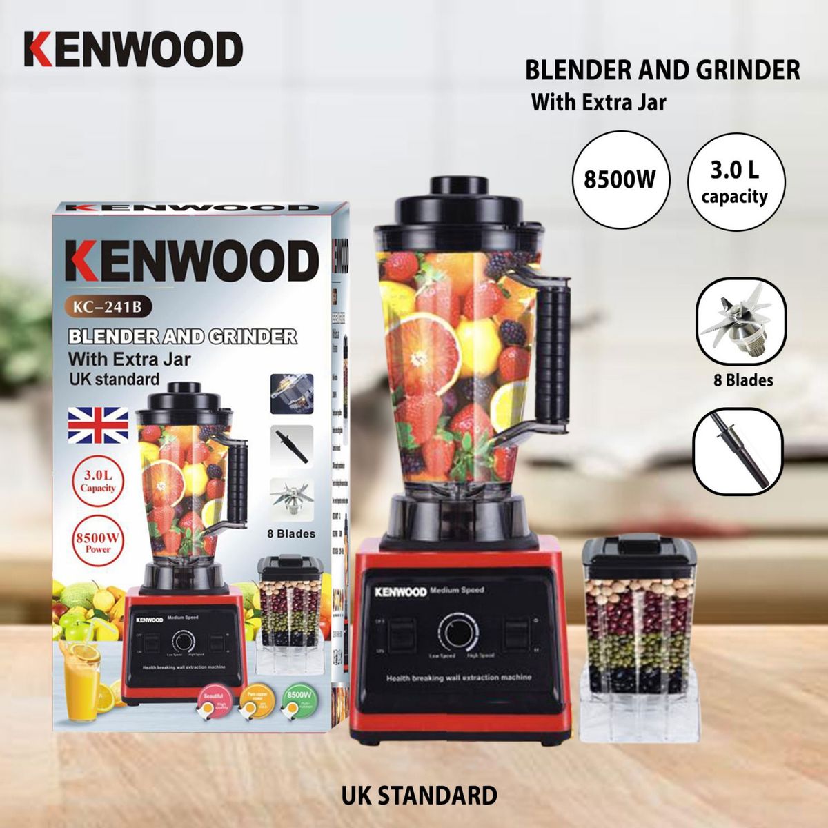 photo of KENWOOD BLENDER AND GRINDER 3.0L 8500W KC-241B