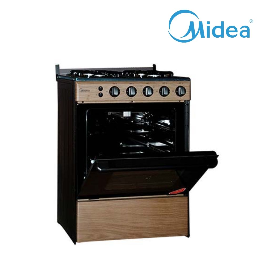 MIDEA STANDING GAS COOKER 60/60 4 GAS BURNER + GAS OVEN WOODEN FINISH 