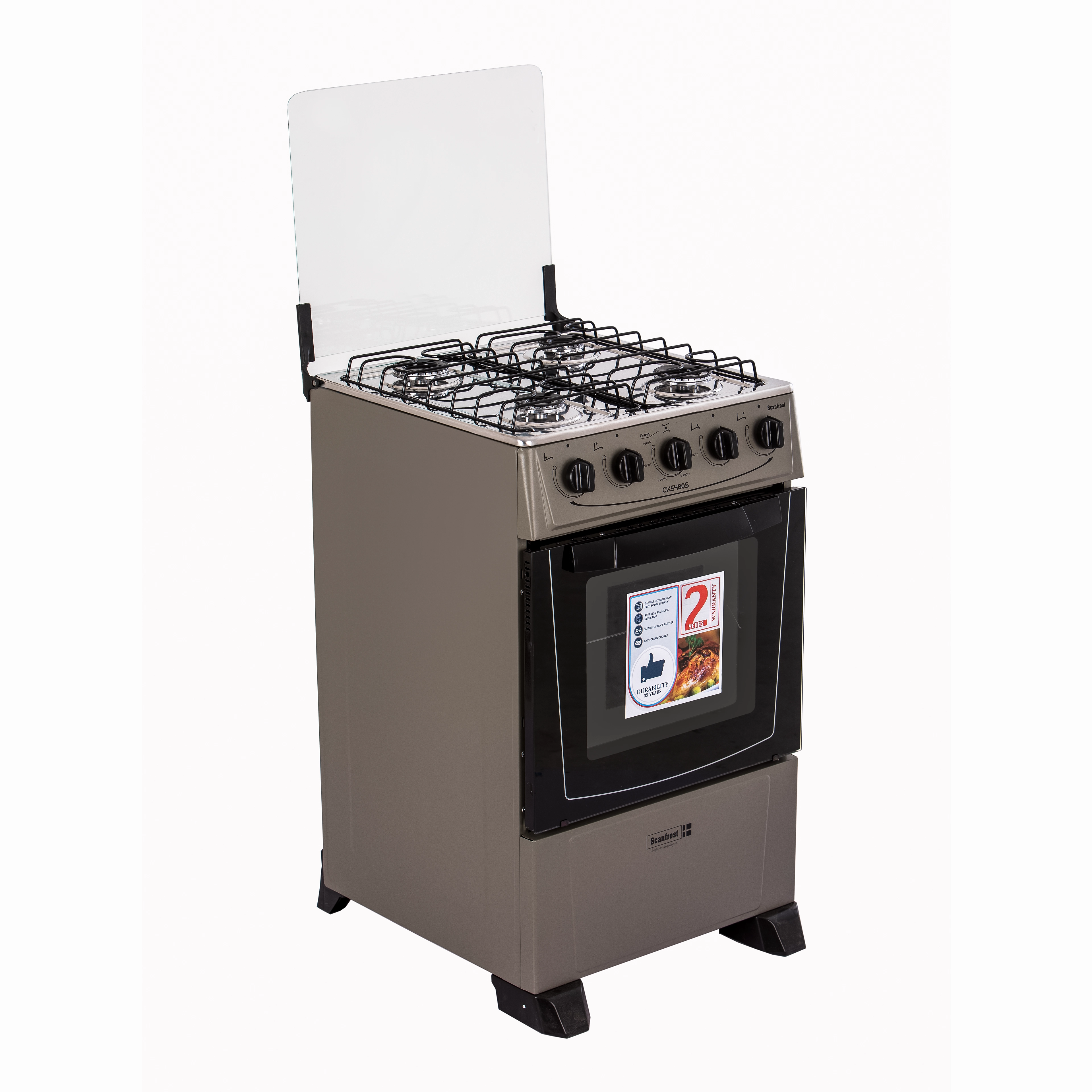 SCANFROST GAS COOKER 4 BURNERS CK5400 GREY 