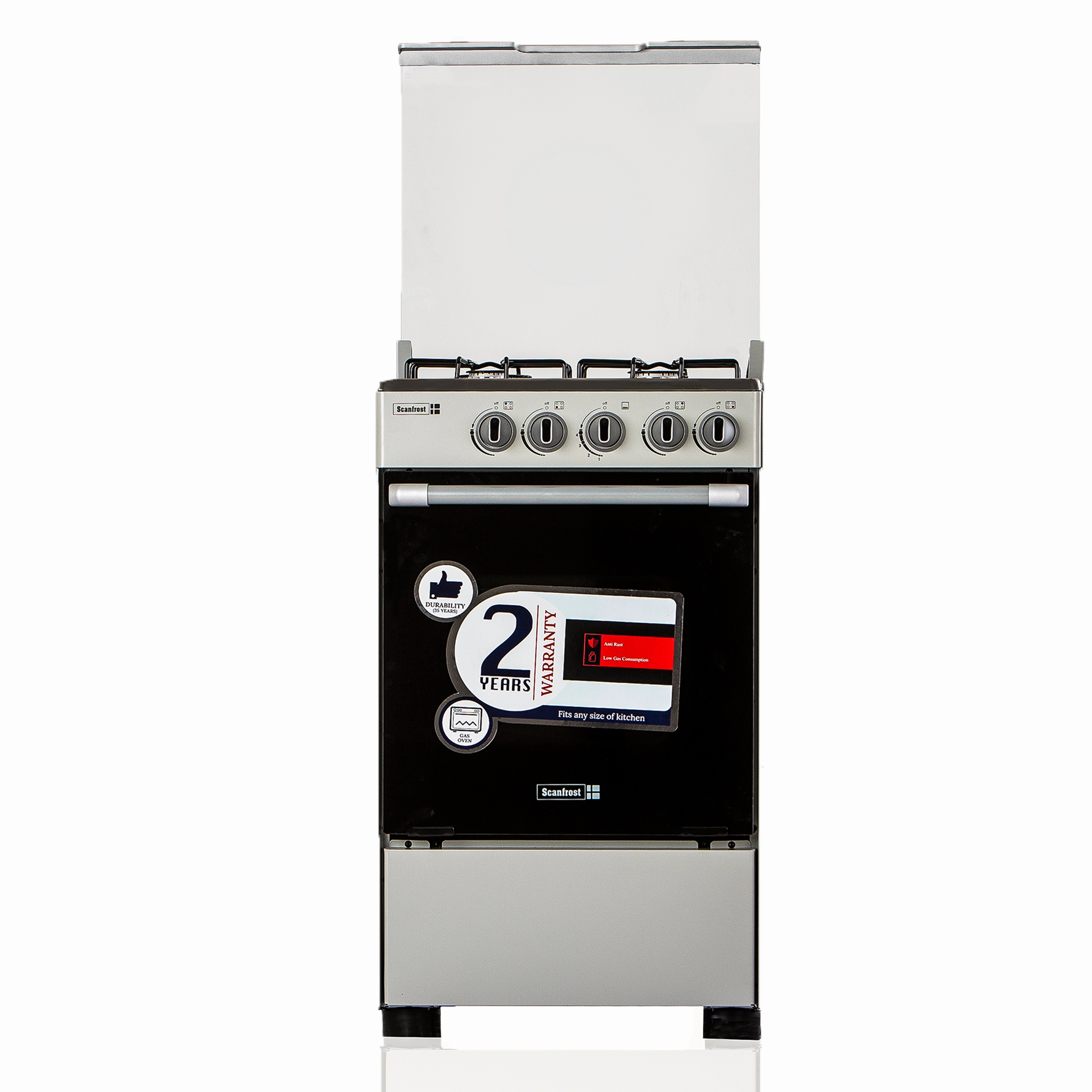 SCANFROST GAS COOKER 50X55 4 BURNERS SFC5402S GREY