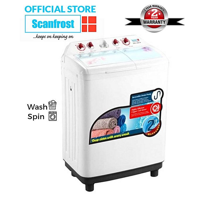 SCANFROST TWIN TUB WASHING MACHINE 6KG (SFSANTTD6)